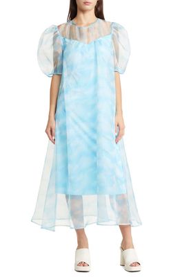 Dressed in Lala Star Energy Organza Puff Sleeve Dress in Cloud