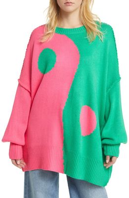 Dressed in Lala Yin & Yang Oversize Sweater in Pink Green