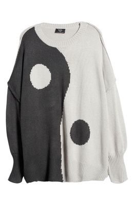 Dressed in Lala Yin & Yang Oversize Sweater in Shades Of Grey