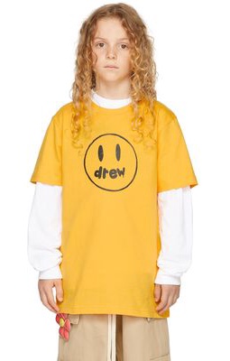 drew house SSENSE Exclusive Kids Yellow Painted Mascot T-Shirt