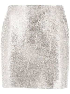 DRHOPE crystal-embellished zip-up miniskirt - Silver