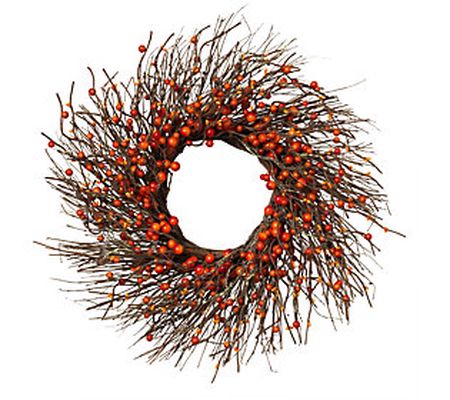 Dried Twig and Fall Berries Wreath by Gerson Co .