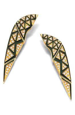 DRIES CRIEL Thebes Sphinx Diamond Drop Earrings in Yellow Gold
