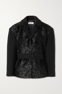 Dries Van Noten - Belted Calf Hair-paneled Wool-blend Coat - Black