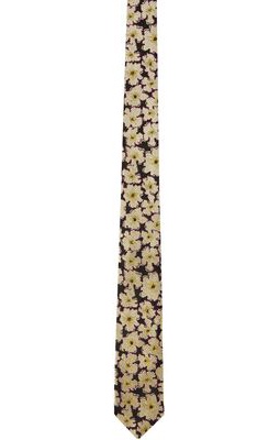 Dries Van Noten Black & Gold Floral Tie