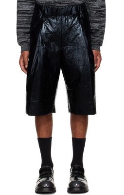 Dries Van Noten Black Crinkled Shorts