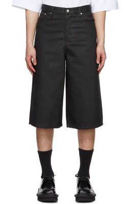 Dries Van Noten Black Five-Pocket Denim Shorts