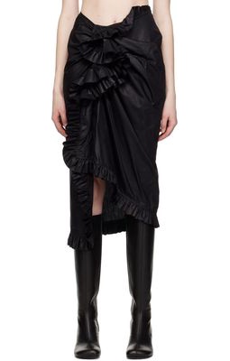 Dries Van Noten Black Ruffled Midi Skirt