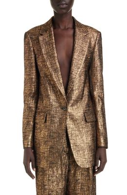 Dries Van Noten Blanchet Metallic Tweed Blazer in Gold 954