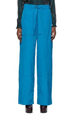 Dries Van Noten Blue Polyester Trousers