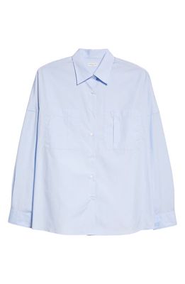 Dries Van Noten Casia Cotton Poplin Button-Up Shirt in Light Blue 514