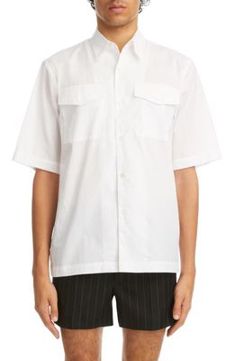 Dries Van Noten Claseni Short Sleeve Cotton Button-Up Shirt in 1 - White