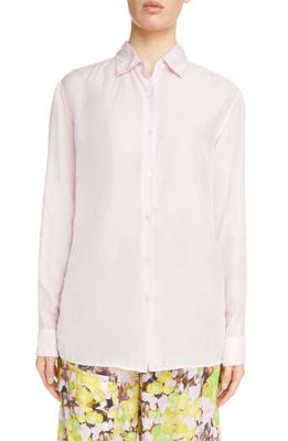 Dries Van Noten Clavelly Overdyed Silk Button-Up Shirt in Blush