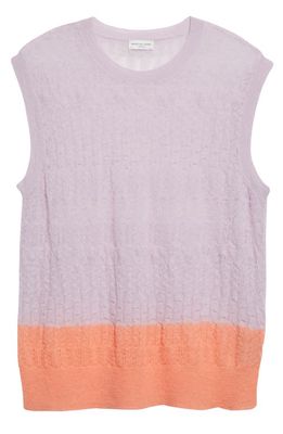 Dries Van Noten Colorblock Contrast Sleeveless Sweater in Lilac 403