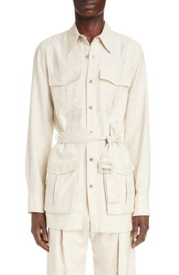 Dries Van Noten Columbia Twill Shirt Jacket in Ecru