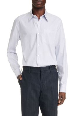 Dries Van Noten Corbino Stripe Cotton Button-Up Shirt in Blue 504