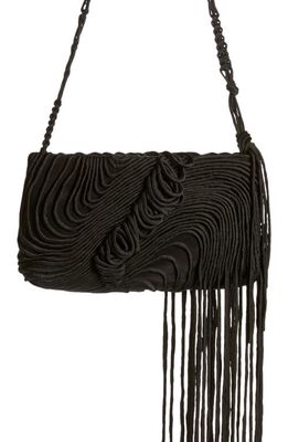 Dries Van Noten Cord Embroidered Shoulder Bag in Black