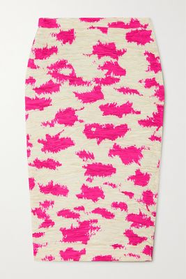 Dries Van Noten - Crinkled Printed Satin-cloqué Skirt - Pink