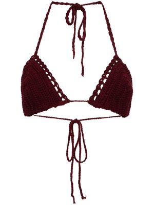 DRIES VAN NOTEN crochet-knit bikini top - Red