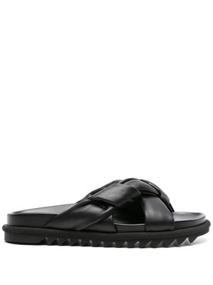 DRIES VAN NOTEN crossover-straps leather slides - Black