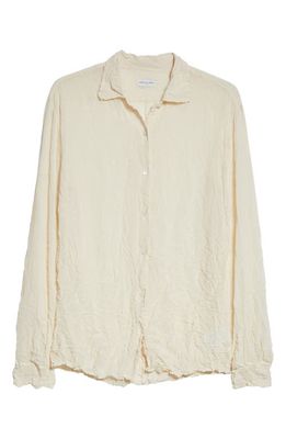 Dries Van Noten Crushed Georgette Button-Up Shirt in Off White