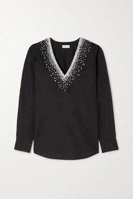 Dries Van Noten - Crystal-embellished Cotton-poplin Blouse - Black