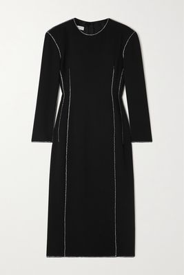 Dries Van Noten - Crystal-embellished Crepe Midi Dress - Black