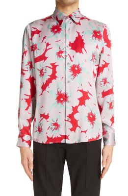 Dries Van Noten Curle Floral Print Button-Up Shirt in Red