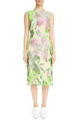 Dries Van Noten Delavina Floral Sleeveless Dress in Light Green 601