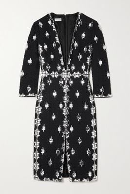 Dries Van Noten - Dilka Crystal-embellished Cotton-blend Cloqué Midi Dress - Black