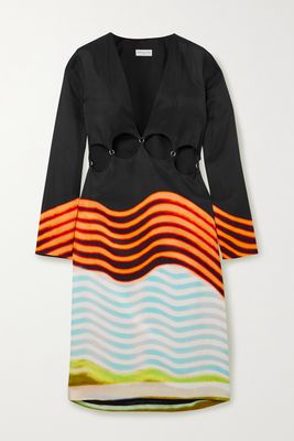 Dries Van Noten - Dipton Cutout Striped Faille Midi Dress - Black