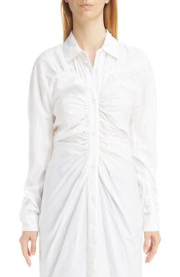 Dries Van Noten Doram Long Sleeve Ruched Body-Con Shirtdress in White 1