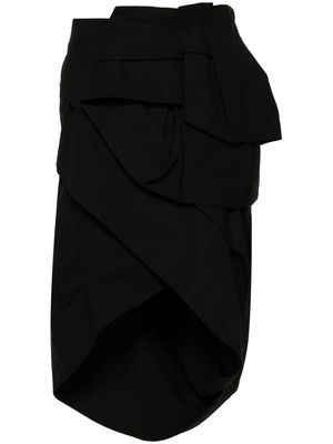 DRIES VAN NOTEN draped peplum midi skirt - Black