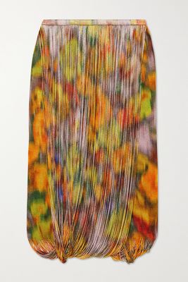 Dries Van Noten - Draped Printed Crochet-knit Skirt - Yellow