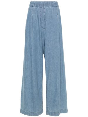 DRIES VAN NOTEN elasticated-waist pleated wide-leg jeans - Blue