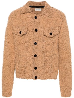 DRIES VAN NOTEN fleece-texture knitted shirt jacket - Brown