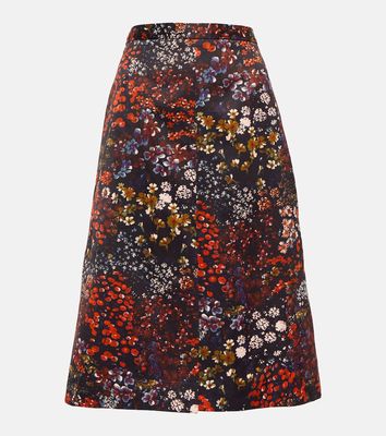 Dries Van Noten Floral cotton-blend midi skirt