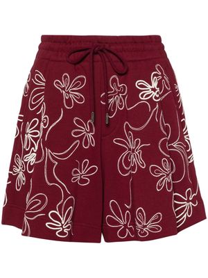 DRIES VAN NOTEN floral-embroidered cotton shorts