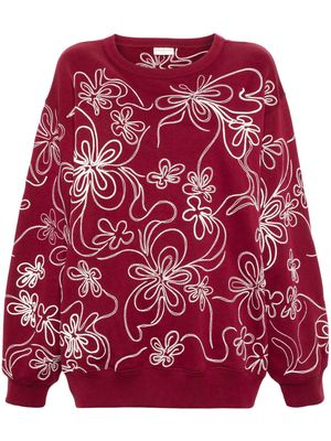 DRIES VAN NOTEN floral-embroidered cotton sweatshirt