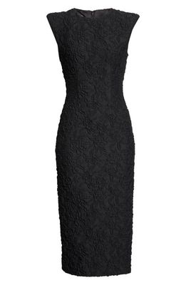 Dries Van Noten Floral Jacquard Sheath Dress in Black 900
