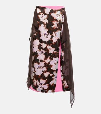 Dries Van Noten Floral silk-blend midi skirt