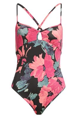 Dries Van Noten Gaia Floral Cutout One-Piece Swimsuit in Black 900