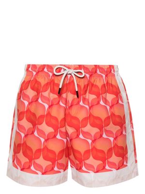 DRIES VAN NOTEN geometric-print swim shorts - Red