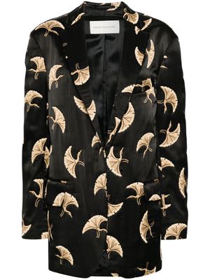 DRIES VAN NOTEN graphic-print satin blazer - Black