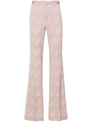 DRIES VAN NOTEN graphic-print wool tailored trousers - Neutrals