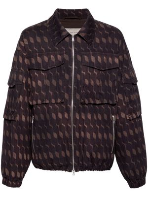 DRIES VAN NOTEN graphic-print zip-up shirt jacket - Purple