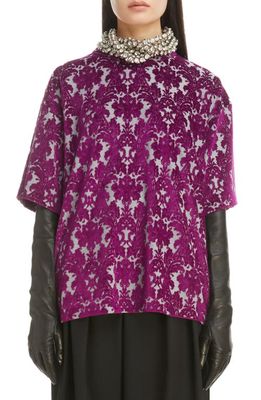 Dries Van Noten Hagels Wallpaper Jacquard T-Shirt in Purple 401