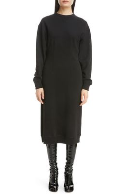 Dries Van Noten Hantras Long Sleeve Cotton Sweatshirt Dress in Black 900