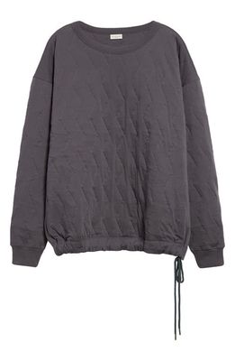 Dries Van Noten Hegans Quilted Cotton Jersey Crewneck Sweatshirt in Grey