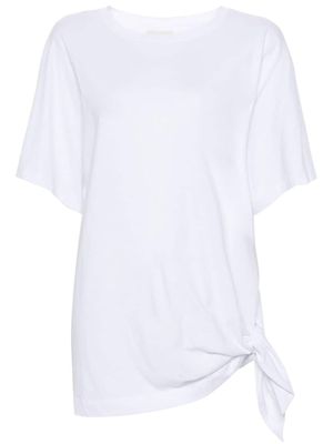 DRIES VAN NOTEN knotted draped cotton T-shirt - White